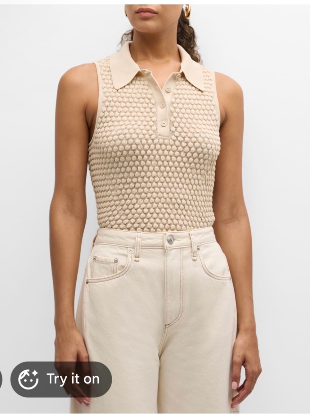 Rag & Bone sz XS Georgia knit sleeveless polo tank top